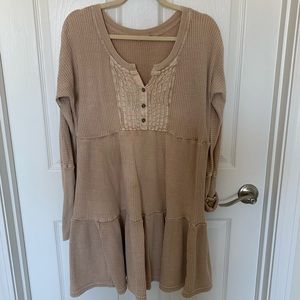 Tan Free People long sleeve dress. Size XS.